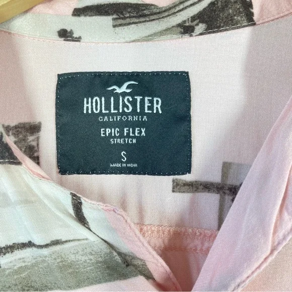 SOLD!! Hollister Mens Beach Shirt Small Pink Button Down - Picture 13 of 14